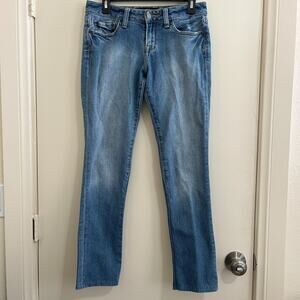 Lucky Brand Lola Boot Women Jeans Denim Western Barn Country Size 6 Embroidered